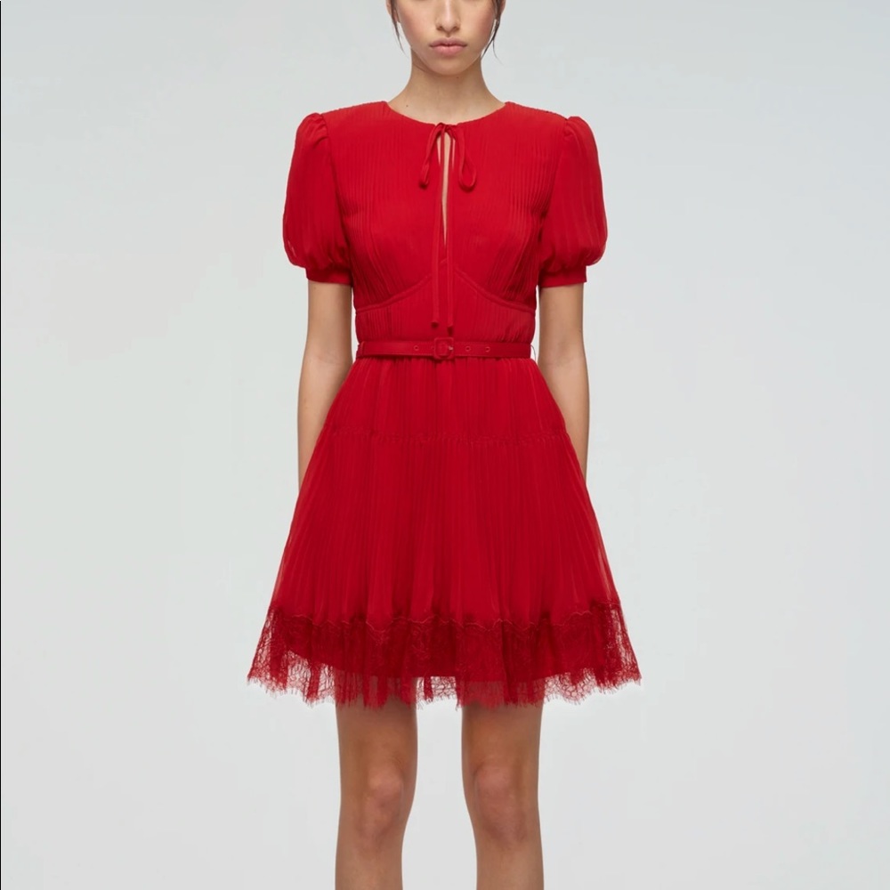 Self Portrait Red Chiffon dress size US 4